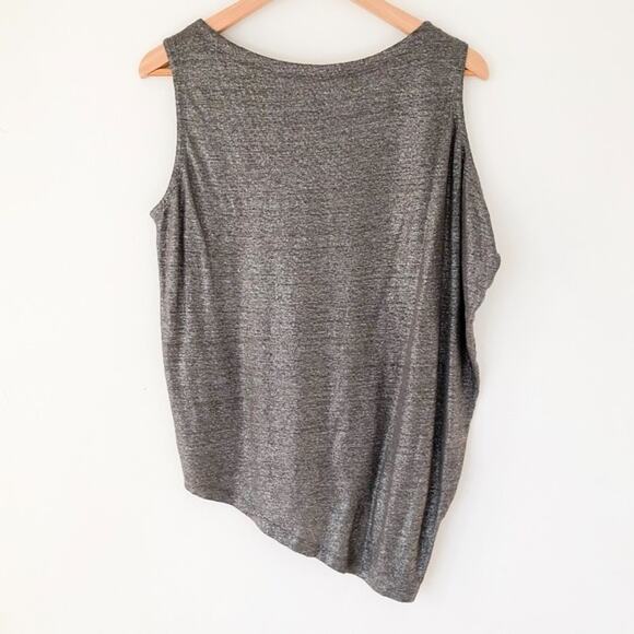 EILEEN FISHER Metallic Gray Asymmetrical Tank Top - Picture 3 of 3